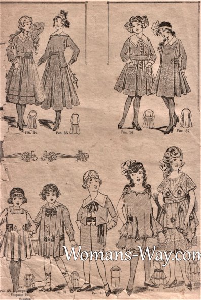Варианты детского гардероба, представленные в старых женских журналах